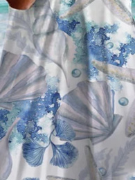 Plus Size Marine Life V Neck Vacation Dress