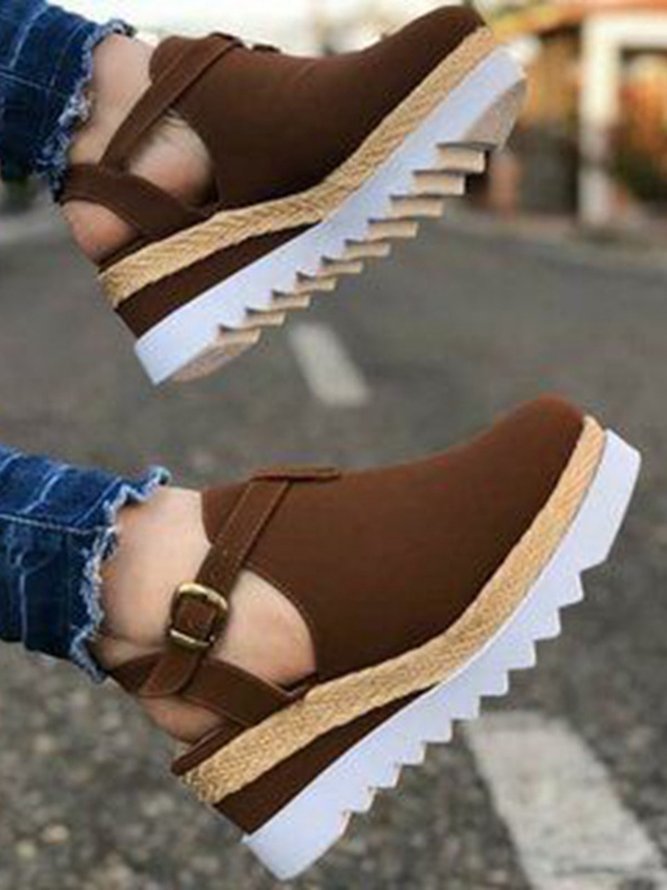 Vacation Straw Sole Suede Wedges