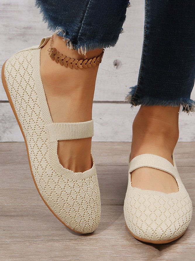 Plaid Texture Fly Woven Fabric Breathable Mary Jane Shoes