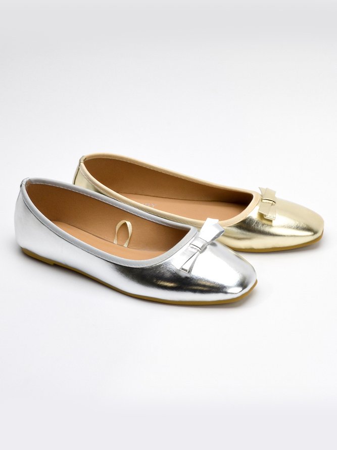 Soft Bow Shallow Square Toe Shoes