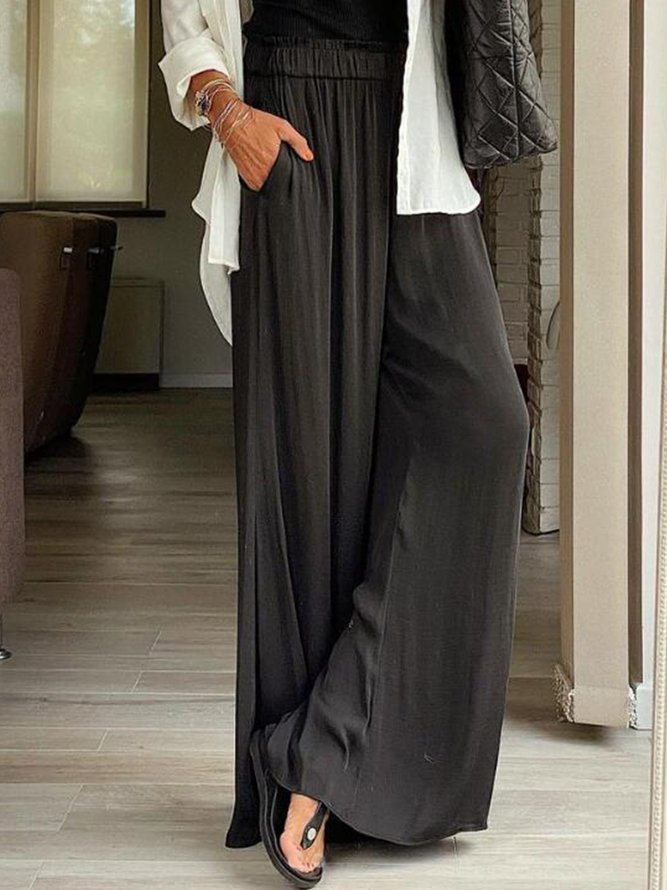 Casual Plain Jersey Loose Pants