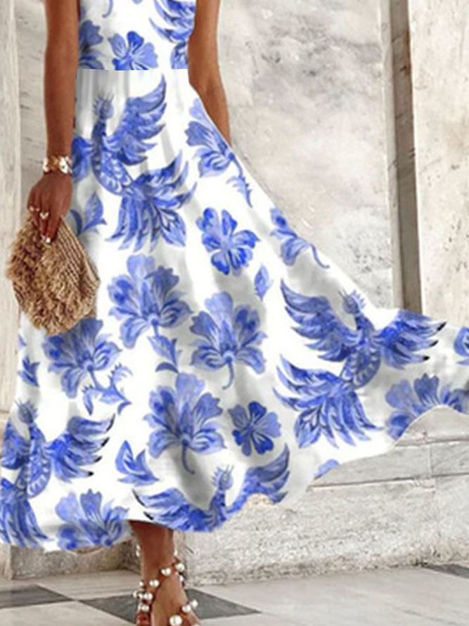 Floral Regular Fit Spaghetti Casual Dress