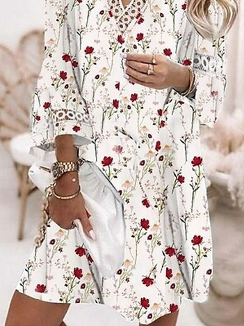 Lace Floral Casual Loose Dress