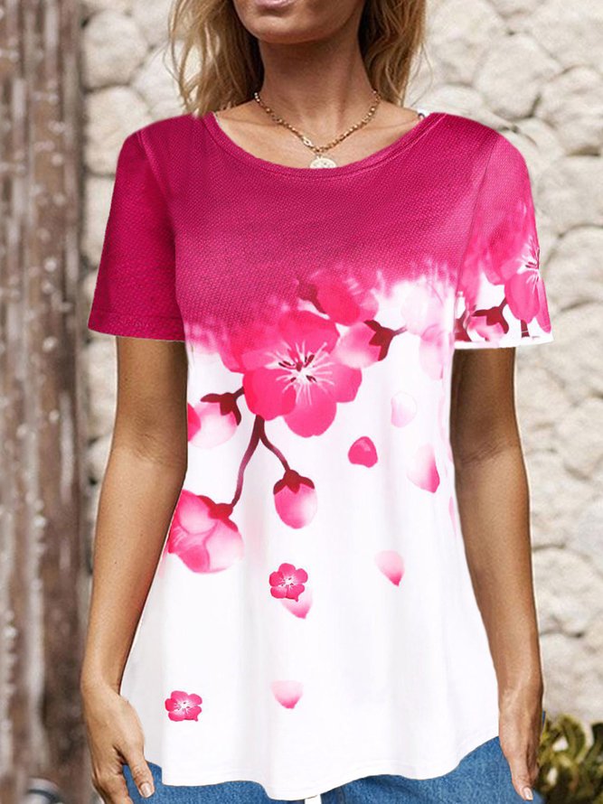 Casual Crew Neck Loose Jersey T-Shirt