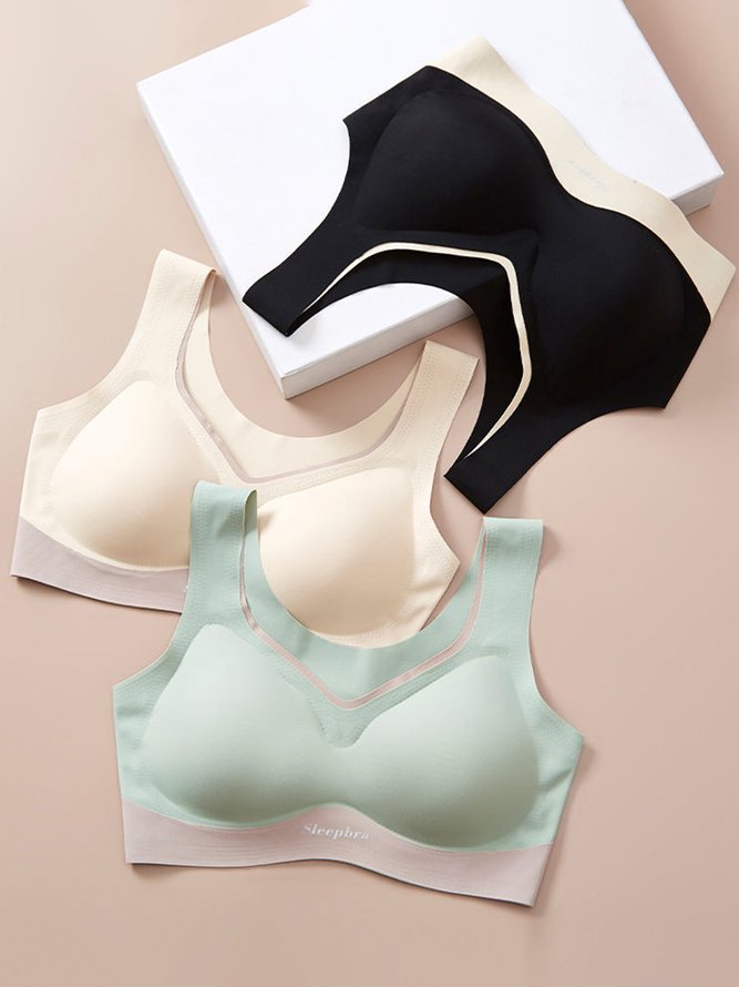 Contrasting Color Push Up Shockproof Comfortable Seamless Latex Sports Bra