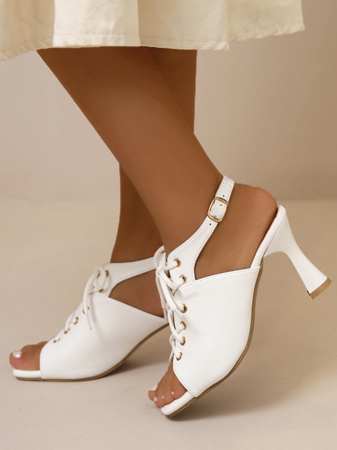 Urban Lace-up Decro Adjustable Spool Heel Sandals