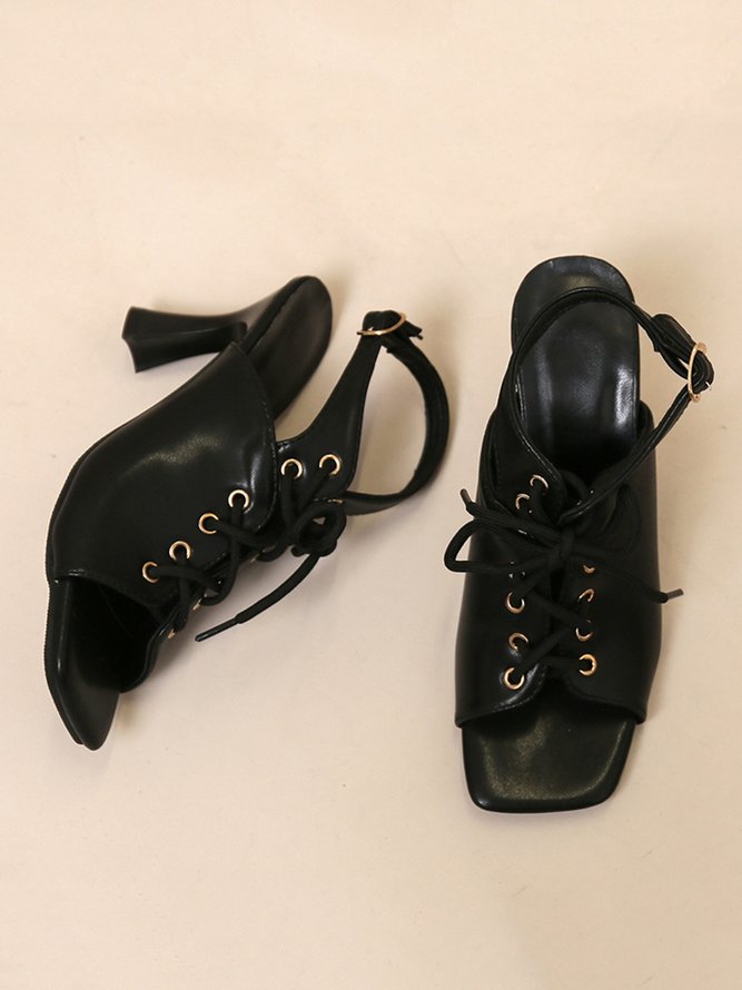 Urban Lace-up Decro Adjustable Spool Heel Sandals