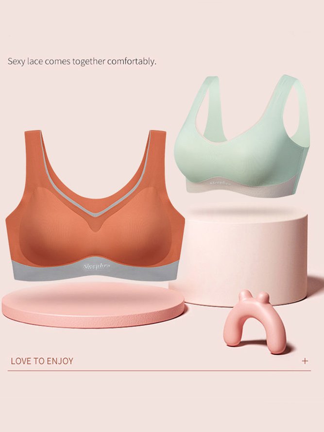 Contrasting Color Push Up Shockproof Comfortable Seamless Latex Sports Bra