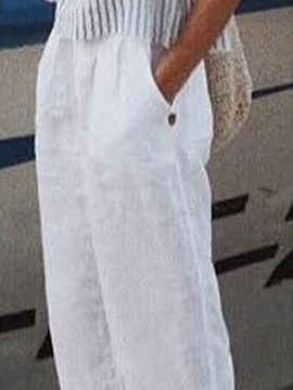 Plus Size Plain Casual Loose Cotton Pants