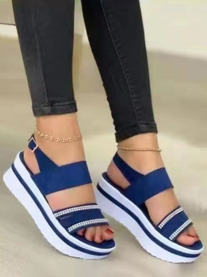 Casual Rhinestone Platform Sandals