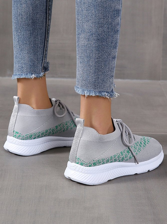 Breathable Color Block Slip On Sports Flyknit Sneakers