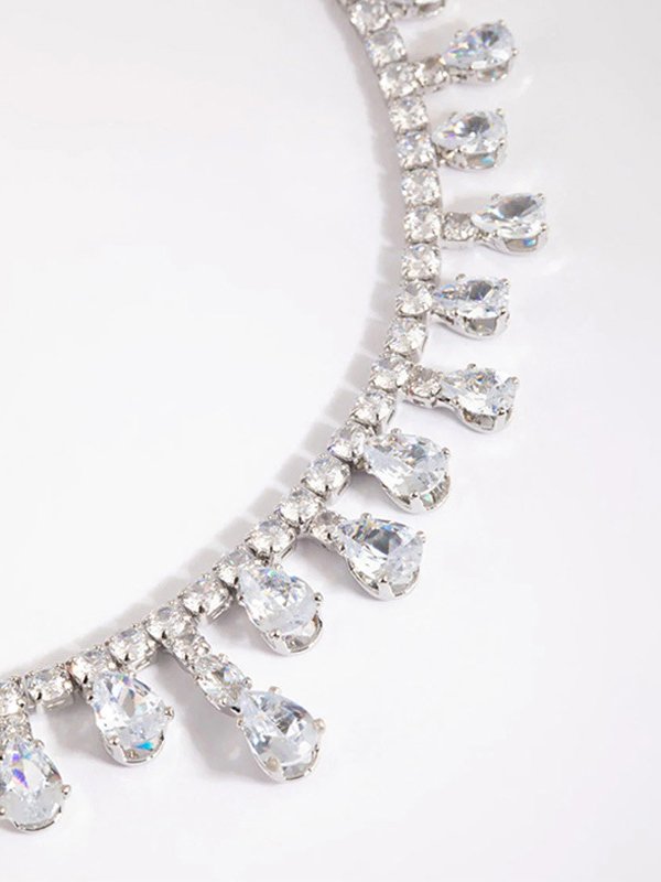 Elegant Full Diamond Necklace Choker Anniversary Wedding Party Women Jewelry