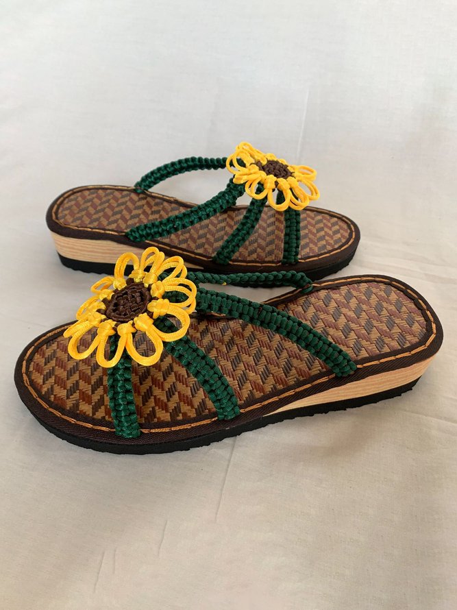 Sunflower Breathable Heat Dissipating Woven Slippers