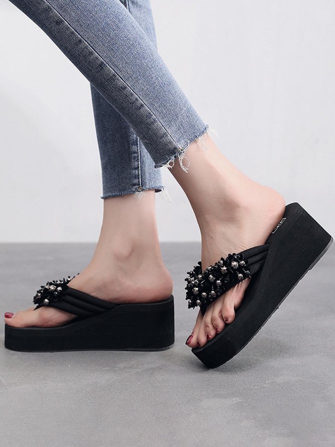 Resort Beaded Platform Flip Flops