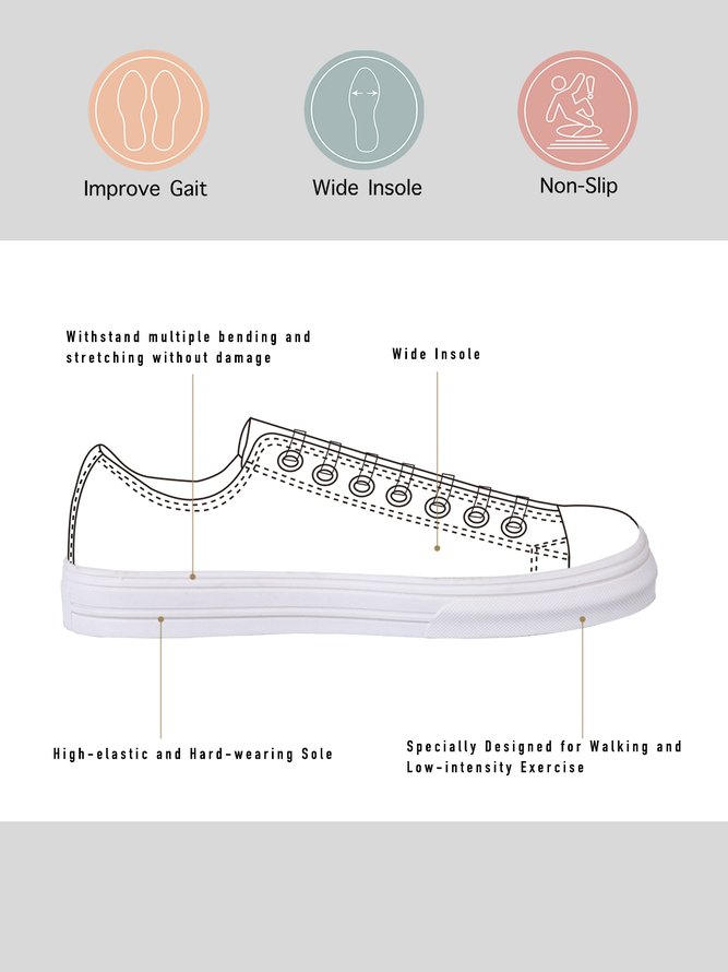 Soft and Comfortable Floral Lace-up Canvas Shoes