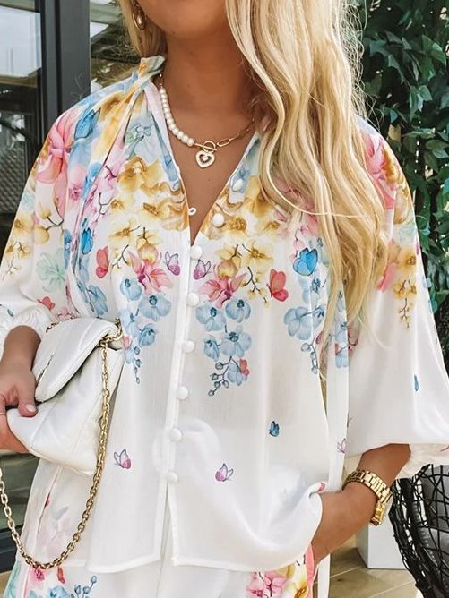 floral print puff sleeve top
