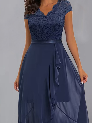 V Neck Split Joint Casual Dress