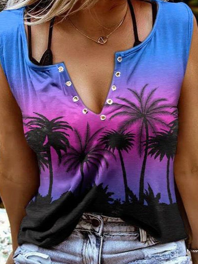 V Neck Casual Loose Jersey Tank Top