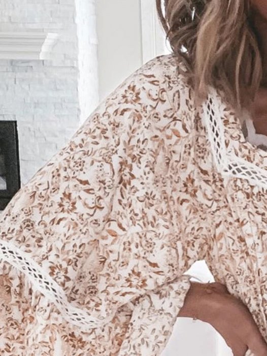 Square Neck Vacation Loose Lace Dress
