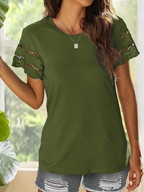 Casual Jersey Hollow Out Shirt