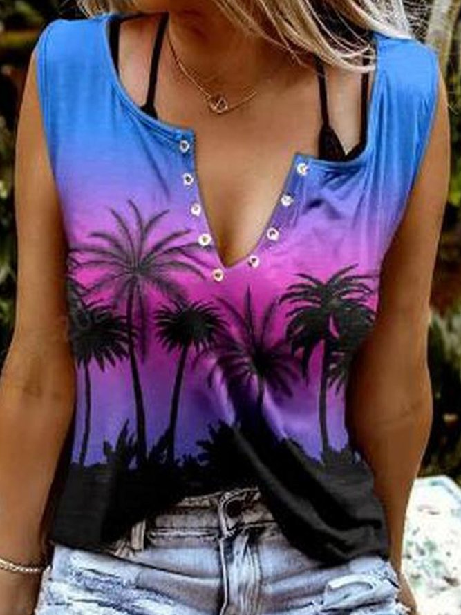V Neck Casual Loose Jersey Tank Top