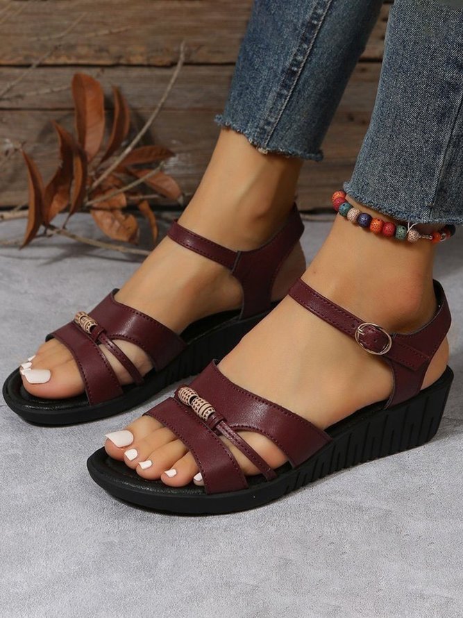 Vintage Beaded Casual Comfort Wedge Sandals