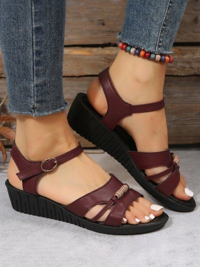 Vintage Beaded Casual Comfort Wedge Sandals