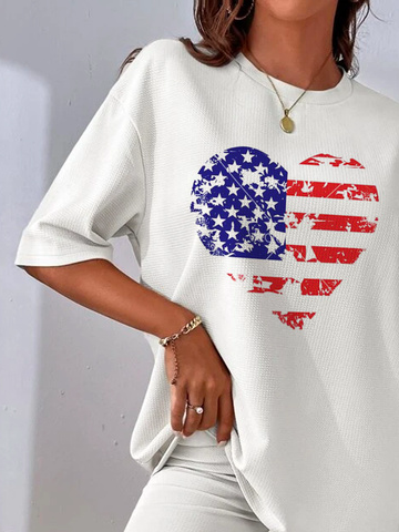 Loose America Flag Casual tunic Shirt