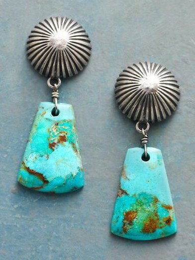 Ethnic Style Natural Geometric Turquoise Pendant Earrings Casual Retro Women's Jewelry