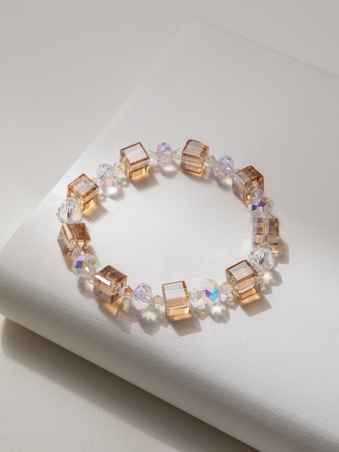 Casual Clear Crystal Beaded Bracelet Urban Everyday Women's Jewelry