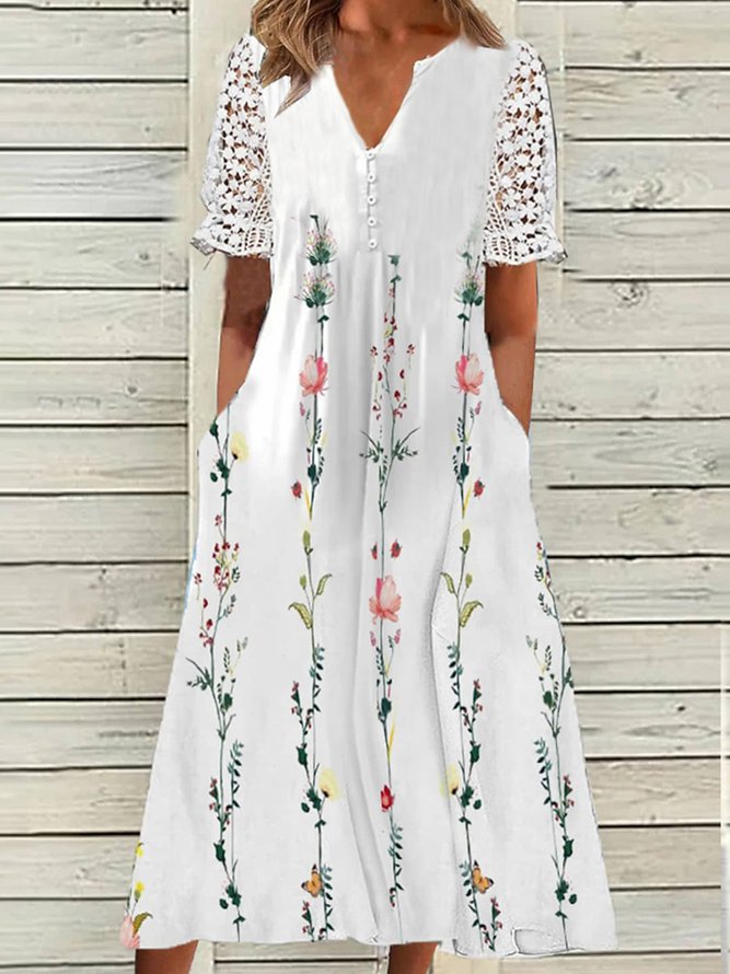 Loose Casual V Neck Jersey Dress