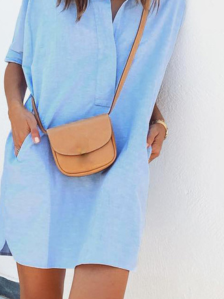 Pocket Stitching Casual Plain Loose Dress