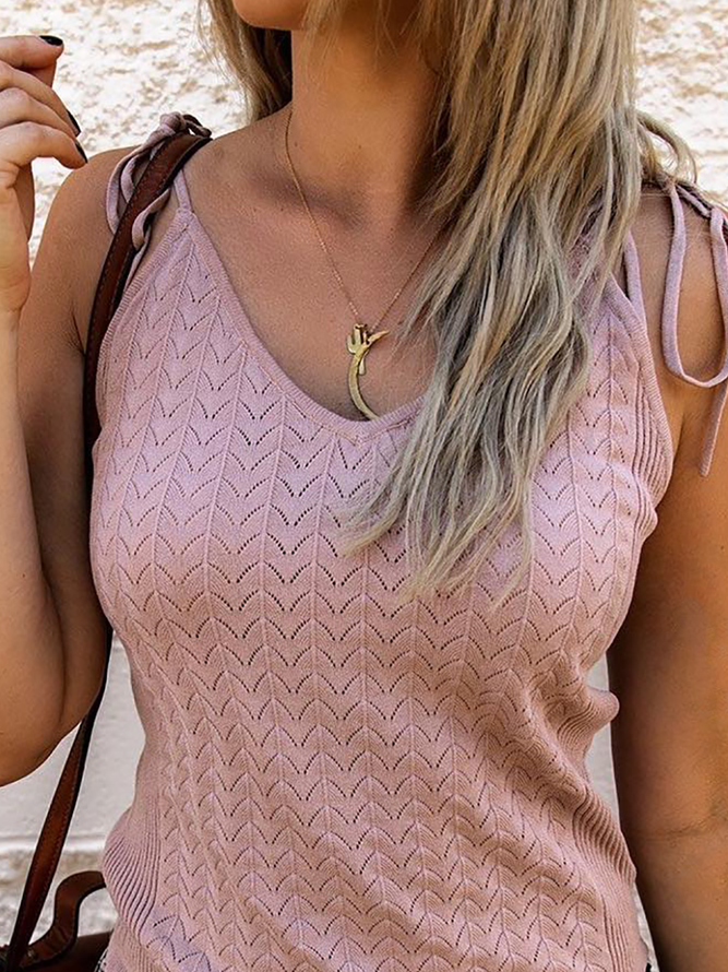 Knitted Plain Casual Cami