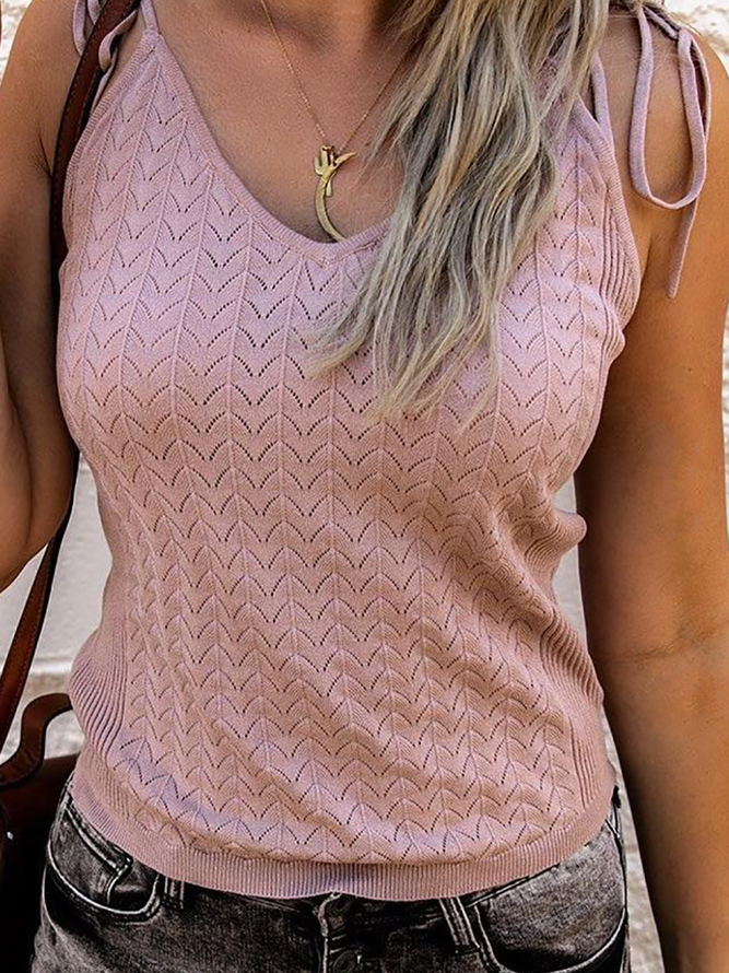 Knitted Plain Casual Cami