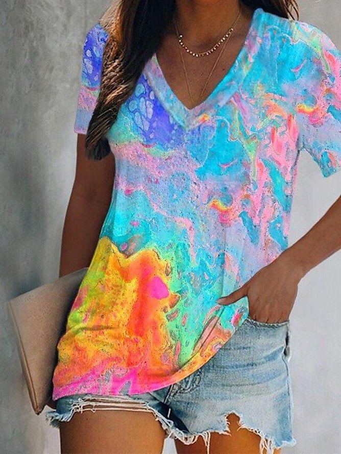 Ombre Regular Fit Casual V Neck Shirt
