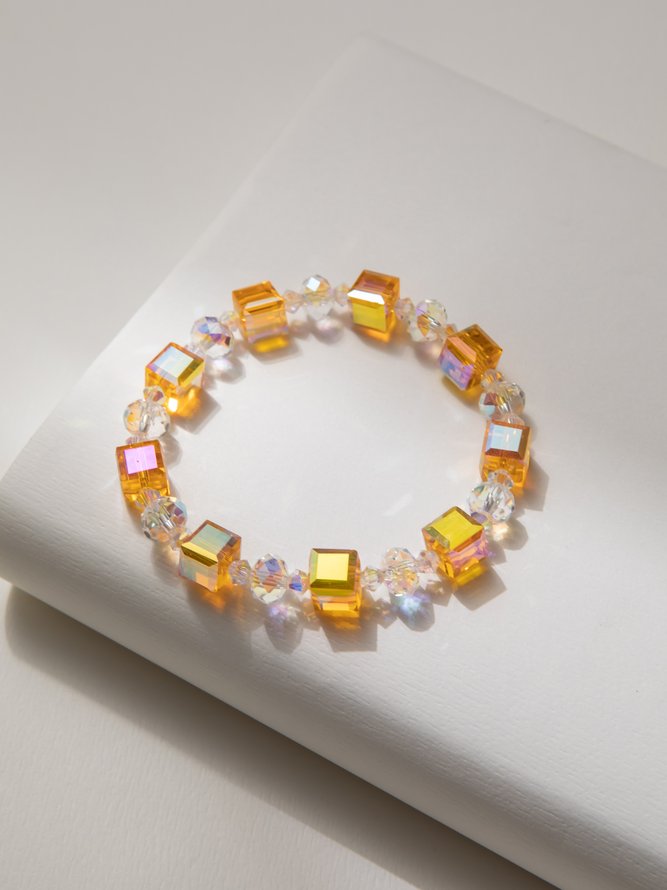 Casual Clear Crystal Beaded Bracelet Urban Everyday Women's Jewelry
