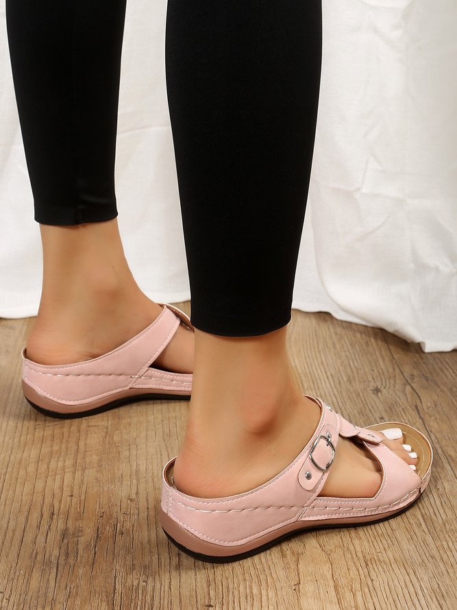 Rhinestone Knot Retro Casual Wedge Sandals