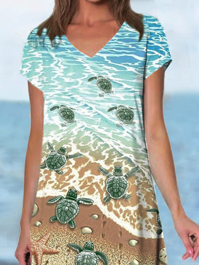 Casual V Neck Loose Dress