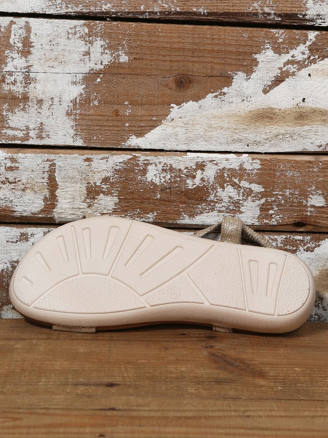 Bead Decor Glamorous Glitter T- Strap Sandals