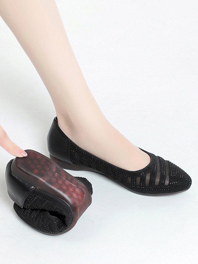 Comfortable Soft Rhinestone Hollow Pointed Toe Shoes