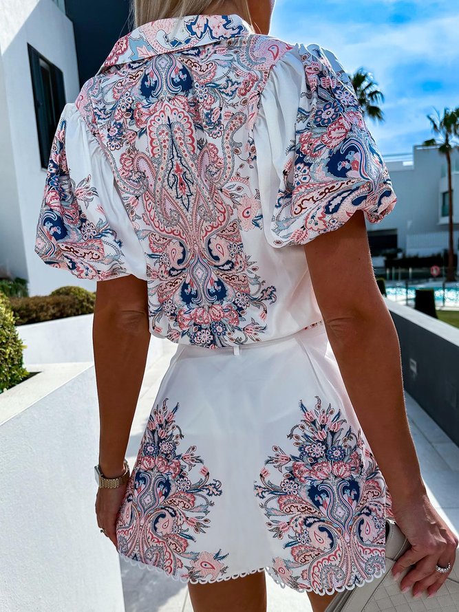 ethnic print shirt dress