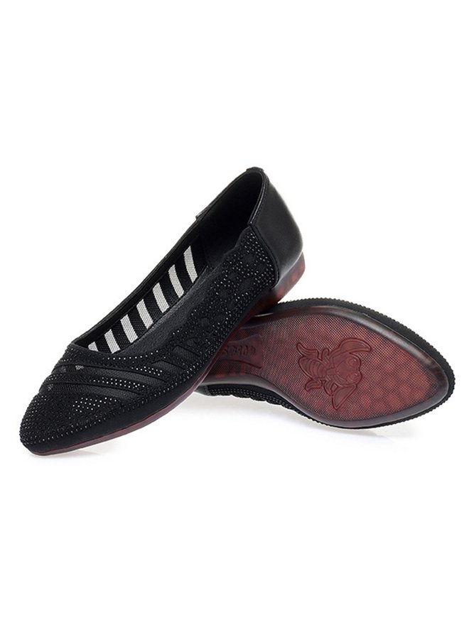 Comfortable Soft Rhinestone Hollow Pointed Toe Shoes