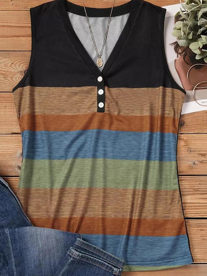 Buckle Jersey Casual Loose Tank Top