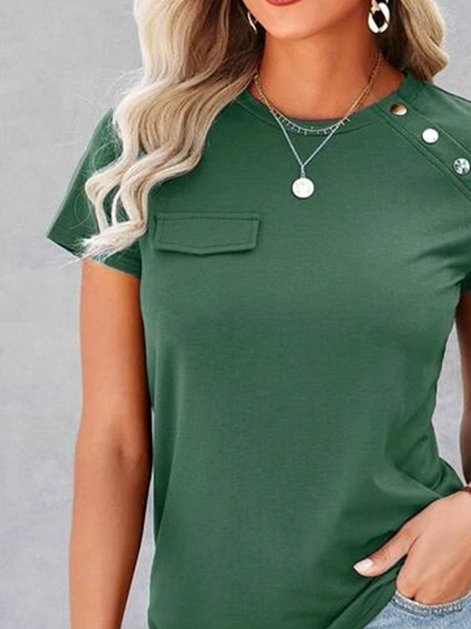 Plain Crew Neck Casual Shirt