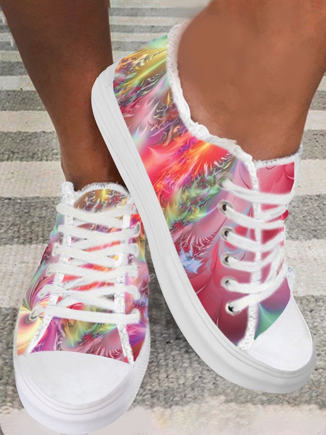 Lightweight Soft Sole Abstract Swirling Print Canvas Shoes