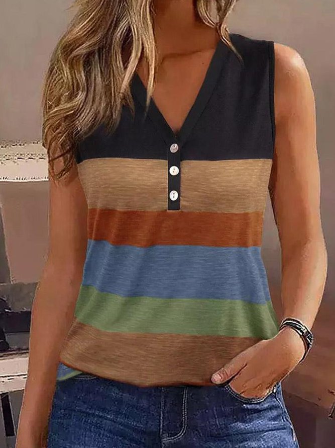Buckle Jersey Casual Loose Tank Top