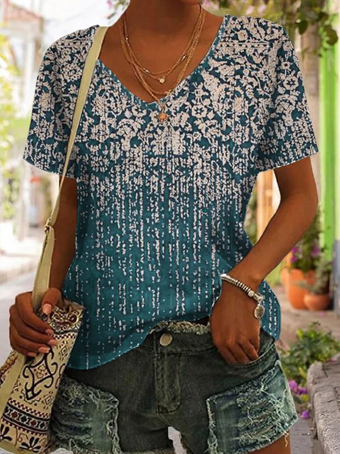Ethnic Jersey Casual Loose T-Shirt