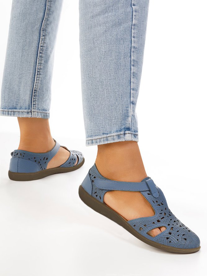 Blue Retro Hollow Comfort Sandals