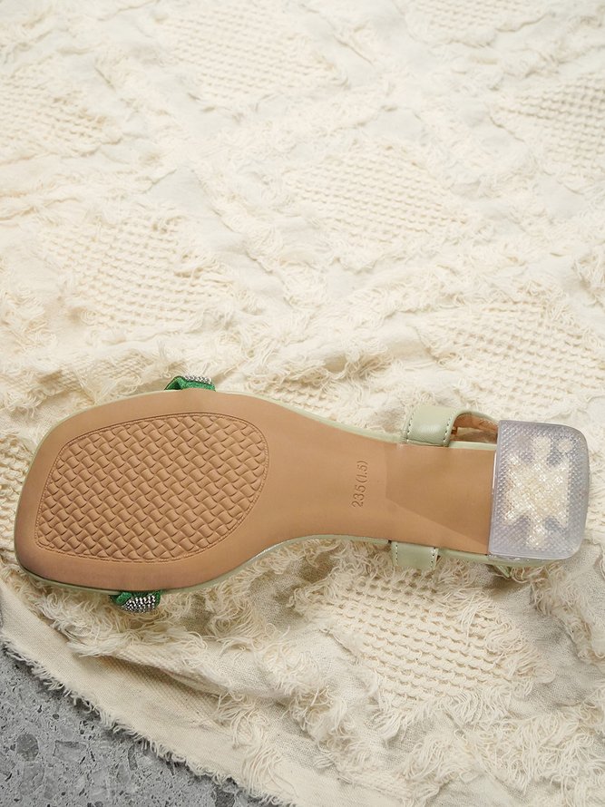Gorgeous Rhinestone Strap Transparent Chunky Heel Sandals