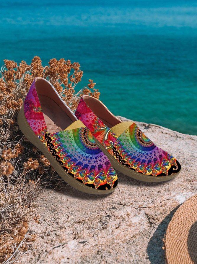 Comfortable Soft Sole Ethnic Style Colorful Print Flat Shoes